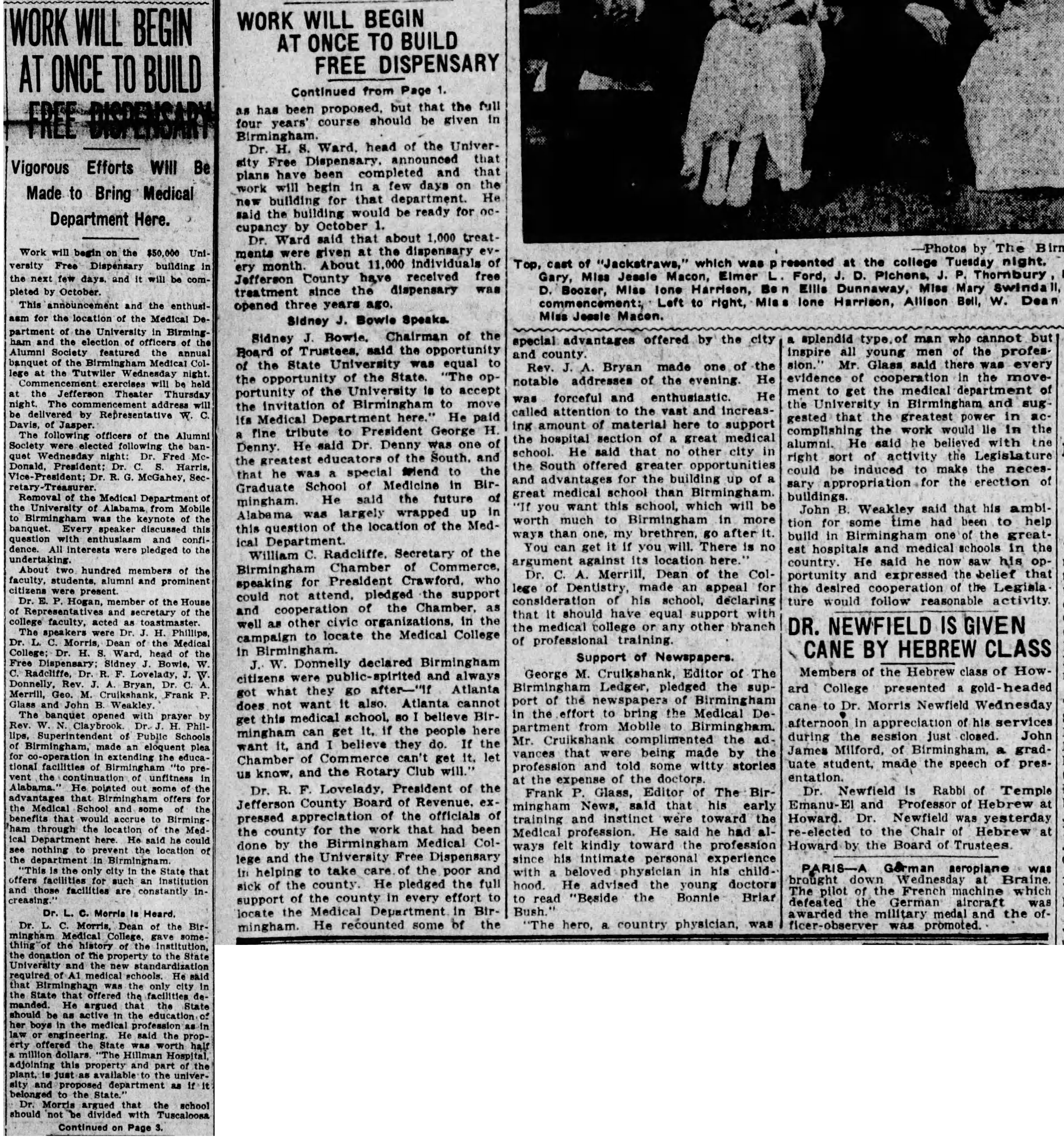 Work Will Begin At Once To Build Free Dispensary